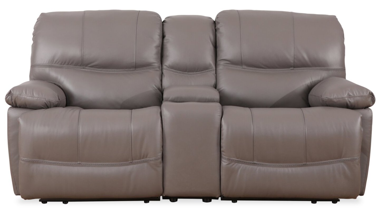Franco 79 Genuine Leather Zero Gravity Power Reclining Loveseat with Storage Console and USB Ports - Grey | Causeuse à inclinaison électrique Franco de 79 po en cuir véritable avec position zéro gravité, console de rangement et ports USB - grise