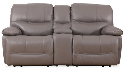 Franco 79 Genuine Leather Zero Gravity Power Reclining Loveseat with Storage Console and USB Ports - Grey | Causeuse à inclinaison électrique Franco de 79 po en cuir véritable avec position zéro gravité, console de rangement et ports USB - grise