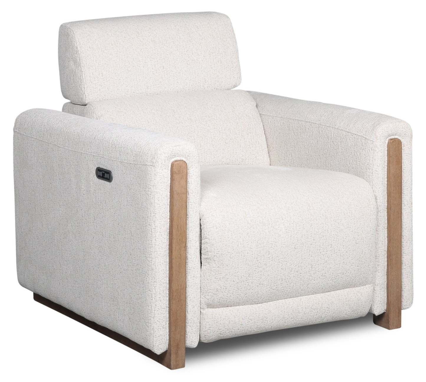 Sable 38 Chenille Fabric Power Reclining Chair with Power Headrest and USB Port - Alabaster White | Fauteuil à inclinaison électrique Sable de 38 po en tissu de chenille avec appuie-tête électrique et port USB - blanc albâtre