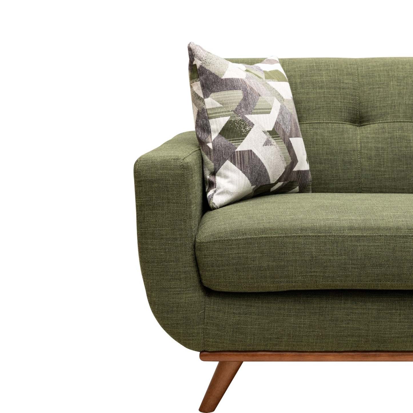 Sofa Freeman de Kort & Co. de 80 po de format condo en tissu d’apparence lin avec base et pattes en bois - vert avocat