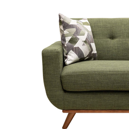 Sofa Freeman de Kort & Co. de 80 po de format condo en tissu d’apparence lin avec base et pattes en bois - vert avocat