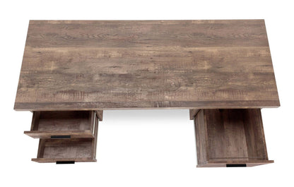 Bureau réversible Teagan 60 avec 3 tiroirs - Marron|Bureau réversible Teagan de 60 po à 3 tiroirs - brun