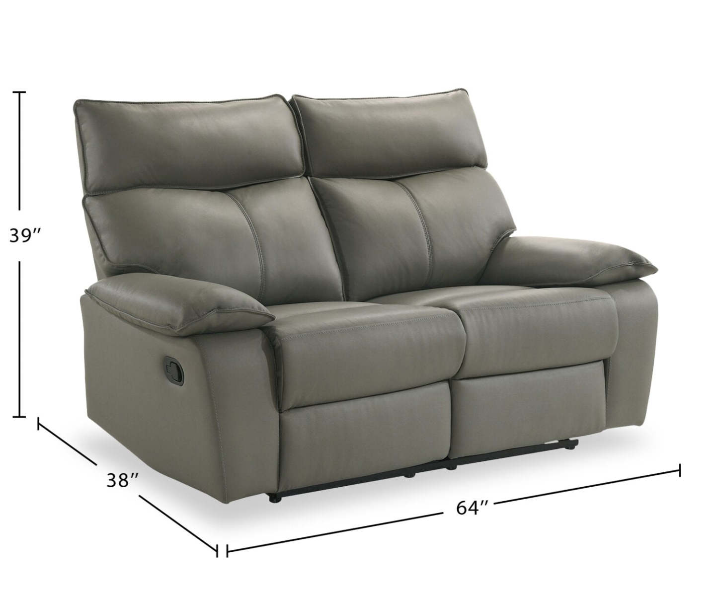 Matteo 64 Genuine Leather Reclining Loveseat - Aviarah Grey | Causeuse inclinable Matteo de 64 po en cuir véritable - gris Aviarah