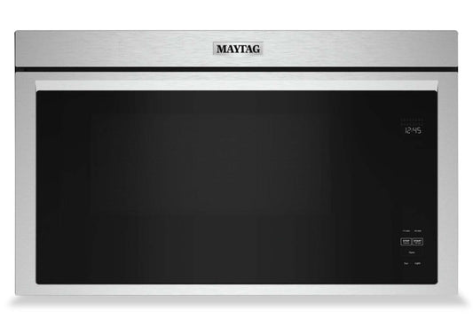 Maytag 1,1 Cu. Fort. Micro-ondes encastré avec 900 watts de cuisson – Résistant aux empreintes digitales… | Quatre à micro-ondes à hotte intégrée Maytag de 1,1 pi³ à installation affleurée avec cuisson à 900 W …