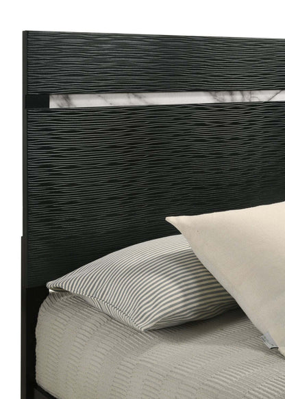 Lit à panneaux Atlas avec tête de lit et cadre, moderne du milieu du siècle, noir - Queen Size | Lit à panneau Atlas de style moderne du milieu du 20e siècle avec tête de lit et cadre de lit, noir …