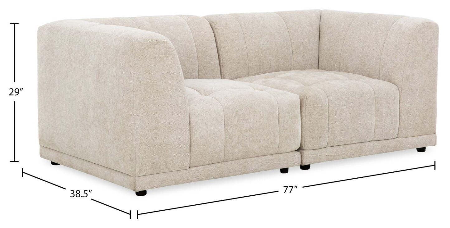 Kort & Co. Causeuse modulaire Oaklyn de 77 po en tissu avec coussins de siège capitonnés - beige