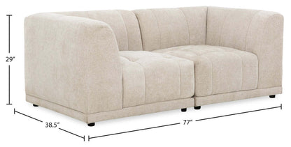 Kort & Co. Causeuse modulaire Oaklyn de 77 po en tissu avec coussins de siège capitonnés - beige