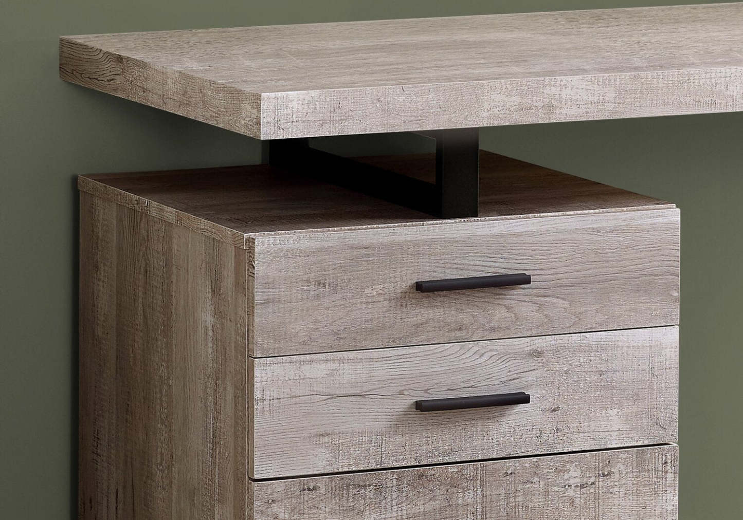 Bureau réversible Clayton 47.25 à 3 tiroirs - Taupe clair|Bureau réversible Clayton de 47,25 po à 3 tiroirs - taupe clair