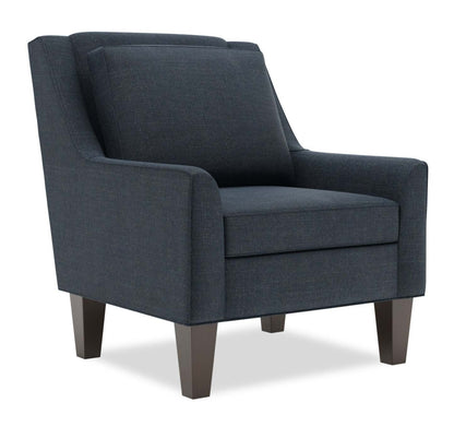 Fauteuil d’appoint club Sofa Lab de 29 po fabriqué au Canada en tissu d’apparence lin avec pattes en bois - bleu Luna Sailor | CLUB2491
