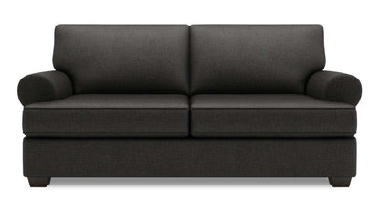 Fabriqué au Canada Canapé Personnalisable Roll 76 en Tissu d'Apparence Lin Taille Condo avec Accoudoirs Roulés - Gris Luna Kohl | Canapé Roll de Sofa Lab de 76 po de format condo fabriqué au Canada en tissu d’apparence lin - gris Luna Kohl | RO092691