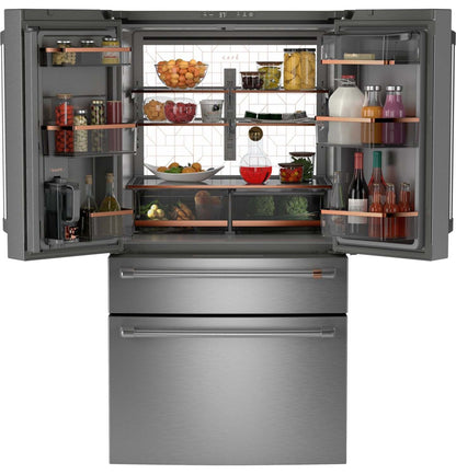 Réfrigérateur intelligent Café 36" 23,2 pi3 à profondeur de comptoir 4 portes françaises - Acier inoxydable - CJE23DP2WS1 | Réfrigérateur 4 portes Café de 23,2 pi3 et de 36 po de profondeur comptoir à portes françaises - acier inoxydable - CJE23DP2WS1