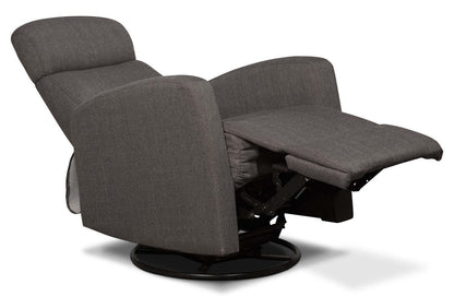 Fauteuil inclinable et berçant pivotant en tissu d'apparence lin Penny 29.1 - Gris | Fauteuil pivotant, berçant et inclinable Penny de 29,1 po en tissu d'apparence lin - gris