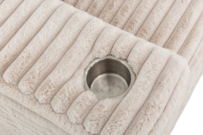 Alto 2-Piece Ultra Plush Faux Fur Fabric Sectional with Dual Cupholders and USB Ports - Mink Taupe | Canapé sectionnel Alto 2 pièces en tissu de fausse fourrure très douce avec deux porte-gobelets et ports USB - vison taupe