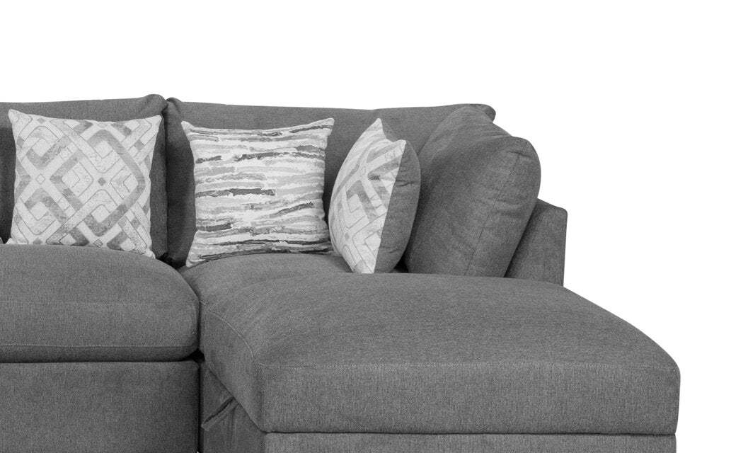 Scott Living Evolve Modular 6-Piece Linen-Look Fabric Sectional with Feather Down Cushions - Charcoal Grey | Canapé sectionnel modulaire Evolve de Scott Living 6 pièces en tissu d’apparence lin avec coussins en duvet et plumes - gris anthracite