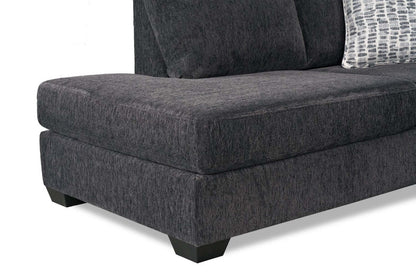 Fabriqué au Canada, canapé sectionnel de gauche Morgan 2 pièces en tissu de chenille avec sofa et coussins décoratifs - gris
