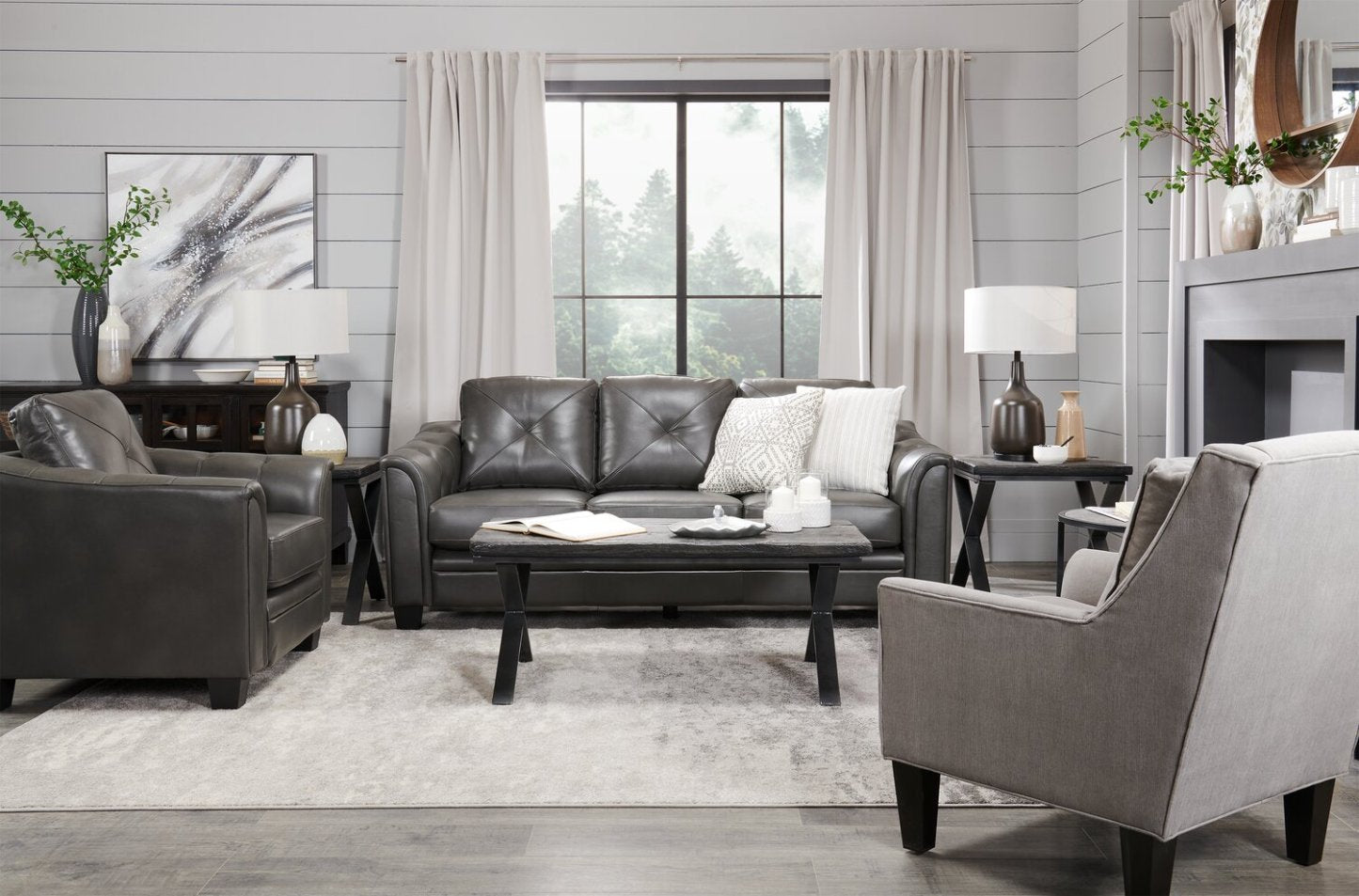 Fauteuil d’appoint club Sofa Lab personnalisable en tissu d’apparence lin de 29 po avec pattes en bois - gris Pax Slate | Made in Canada Sofa Lab Customizable Club 29 Linen-Look Fabric Accent Chair with Wood Legs - Pax Slate Grey | CLUB3049