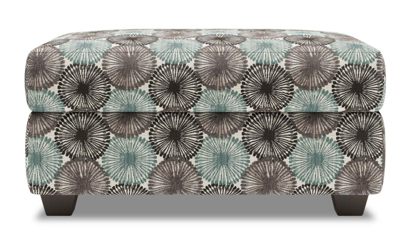 Fabriqué au Canada Pouf de rangement personnalisable The Trunk 39 en tissu - Spa multicolore | Pouf de rangement The Trunk de Sofa Lab de 39 po fabriqué au Canada en tissu - Spa multicolore | TRUN1157