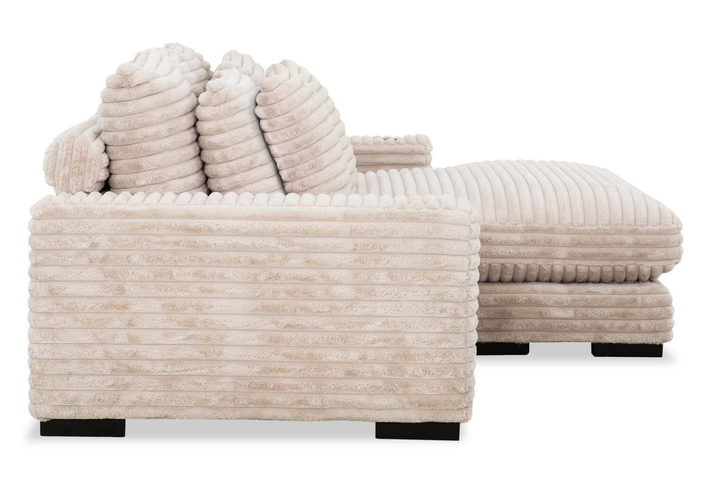 Alto 2-Piece Ultra Plush Faux Fur Fabric Sectional with Dual Cupholders and USB Ports - Mink Taupe | Canapé sectionnel Alto 2 pièces en tissu de fausse fourrure très douce avec deux porte-gobelets et ports USB - vison taupe