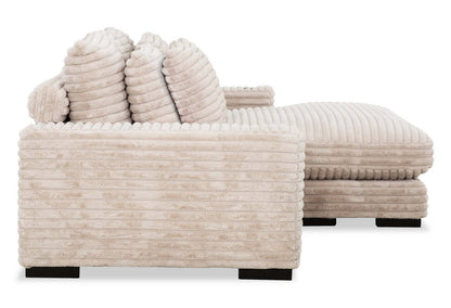 Alto 2-Piece Ultra Plush Faux Fur Fabric Sectional with Dual Cupholders and USB Ports - Mink Taupe | Canapé sectionnel Alto 2 pièces en tissu de fausse fourrure très douce avec deux porte-gobelets et ports USB - vison taupe