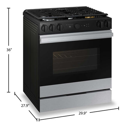 Cuisinière intelligente à gaz encastrée Samsung de 6 pi³ avec friture à air et Air Sous Vide - acier inoxydable - NSG6DG… | Samsung 6 Cu. Fort. Cuisinière à gaz intelligente avec friture à air et sous vide – Acier inoxydable…