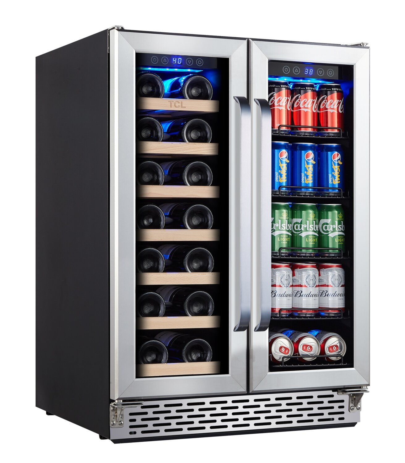 TCL 23.4 5.3 Cu. Ft. Dual-Zone Wine Cooler - Stainless Steel - B422D-CA | Refroidisseur à vin TCL de 5,3 pi3 et de 23,4 po à 2 zones - acier inoxydable - B422DCA | TCLB442D