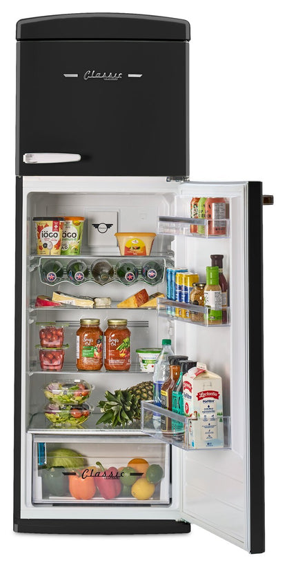 Unique Classic Retro 24 11 Cu Ft. Top Freezer Refrigerator – Midnight Black - UNQ-310L B TM | Réfrigérateur Classic Rétro d’Unique de 24 po et de 11 pi3 à congélateur supérieur - noir minuit - UNQ-310L B TM