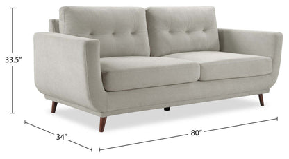 Canapé en tissu Cosmo 80 avec coussins de dossier capitonnés - Gris | Canapé Cosmo de 80 po en tissu avec coussins de dossier capitonnés - gris