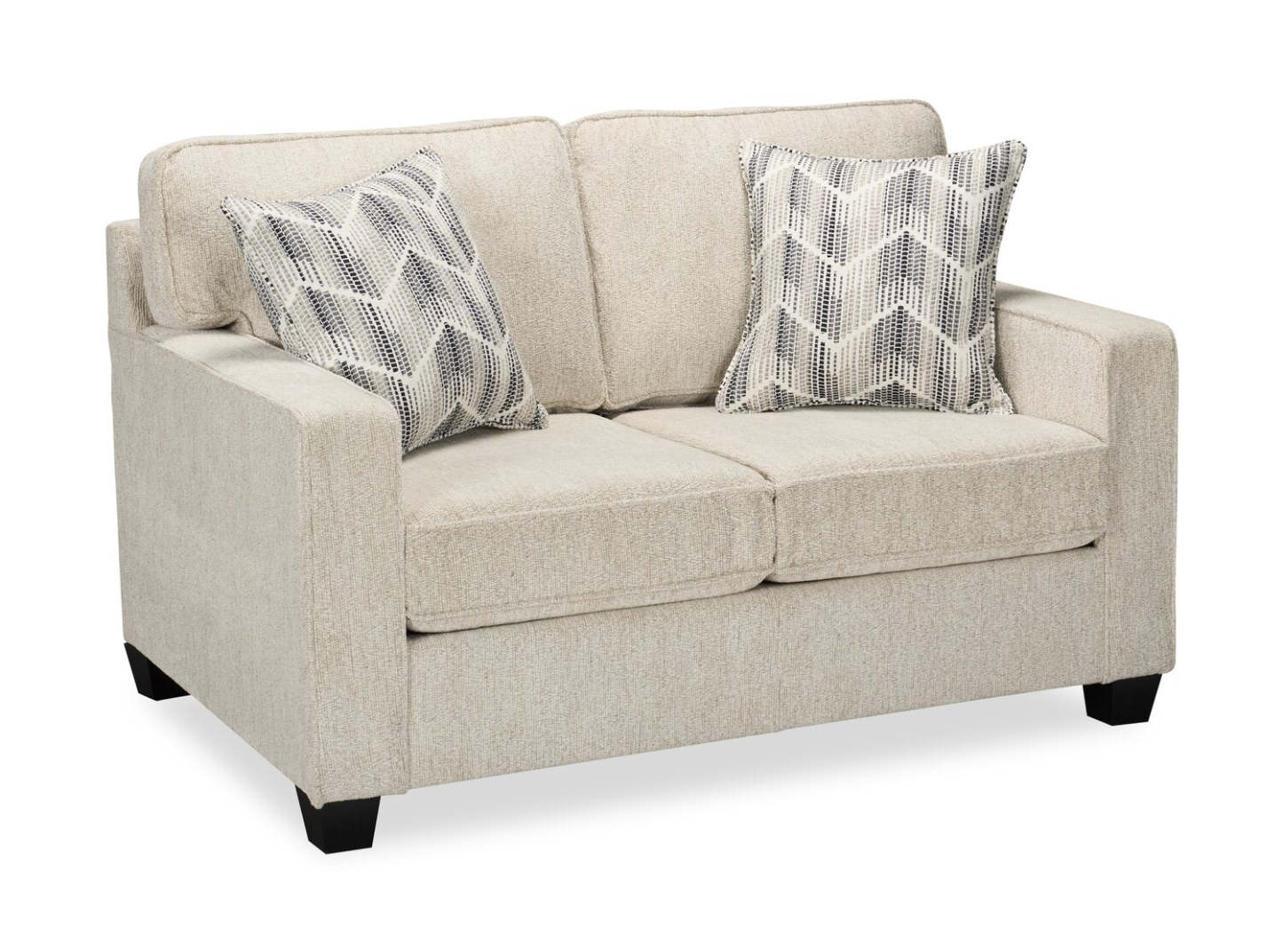 Causeuse Lennox de 57 po fabriquée au Canada en tissu de chenille avec coussins réversibles et coussins décoratifs - taupe