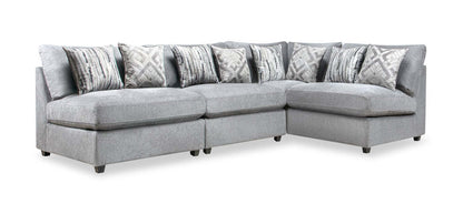 Sofa sectionnel modulaire Evolve de Scott Living 4 pièces en tissu d’apparence lin avec coussins en duvet et plumes - gris