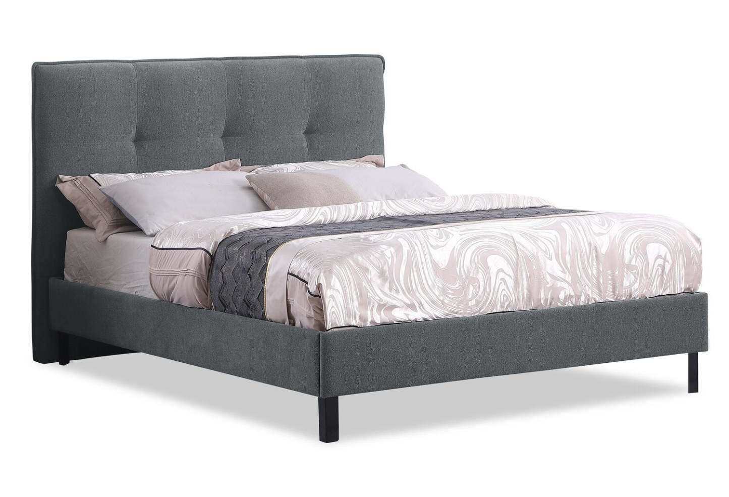 Amos Upholstered Headboard in Charcoal Fabric, Tufted - Full Size | Tête de lit rembourrée Amos en tissu anthracite capitonné - format lit double