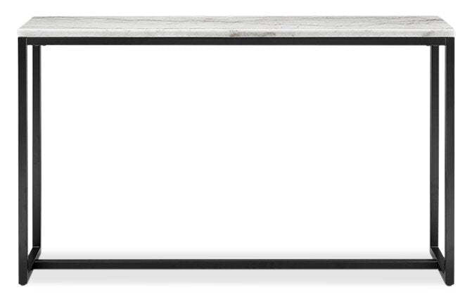 Table de canapé moderne en marbre Webber 48 - Blanc | Table de salon moderne Webber de 48 po en marbre - blanche