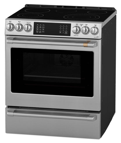Cuisinière électrique Café de 30 po et de 5,7 pi3 avec cuisson dynamique - acier inoxydable - CRS70XAWCS1 | Cuisinière électrique Café de 5,7 pi3 et de 30 po avec cuisson dynamique - acier inoxydable - CRS70XAWCS1 | CRS70XA1