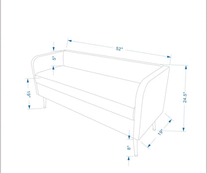 Banc Cass 52 - Velours Gris avec Pieds Dorés|Banc Cass de 52 po - velours gris avec pattes dorées
