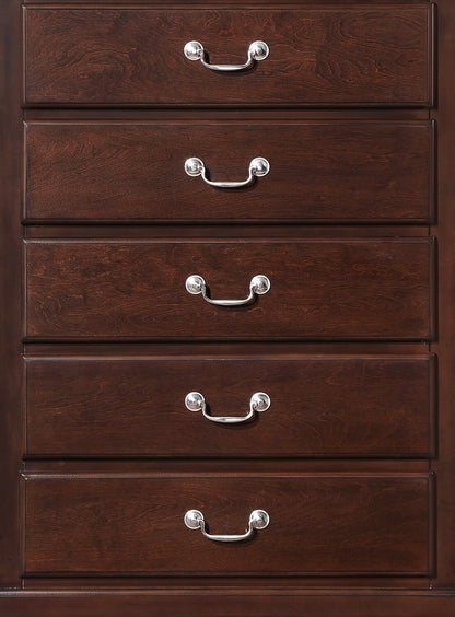 Commode de chambre à coucher Marco, 5 tiroirs, 32 L x 48 H - Marron Cerise | Commode verticale Marco de 32 po (l) x 48 po (H) à 5 tiroirs pour la chambre à coucher - brun cerisier