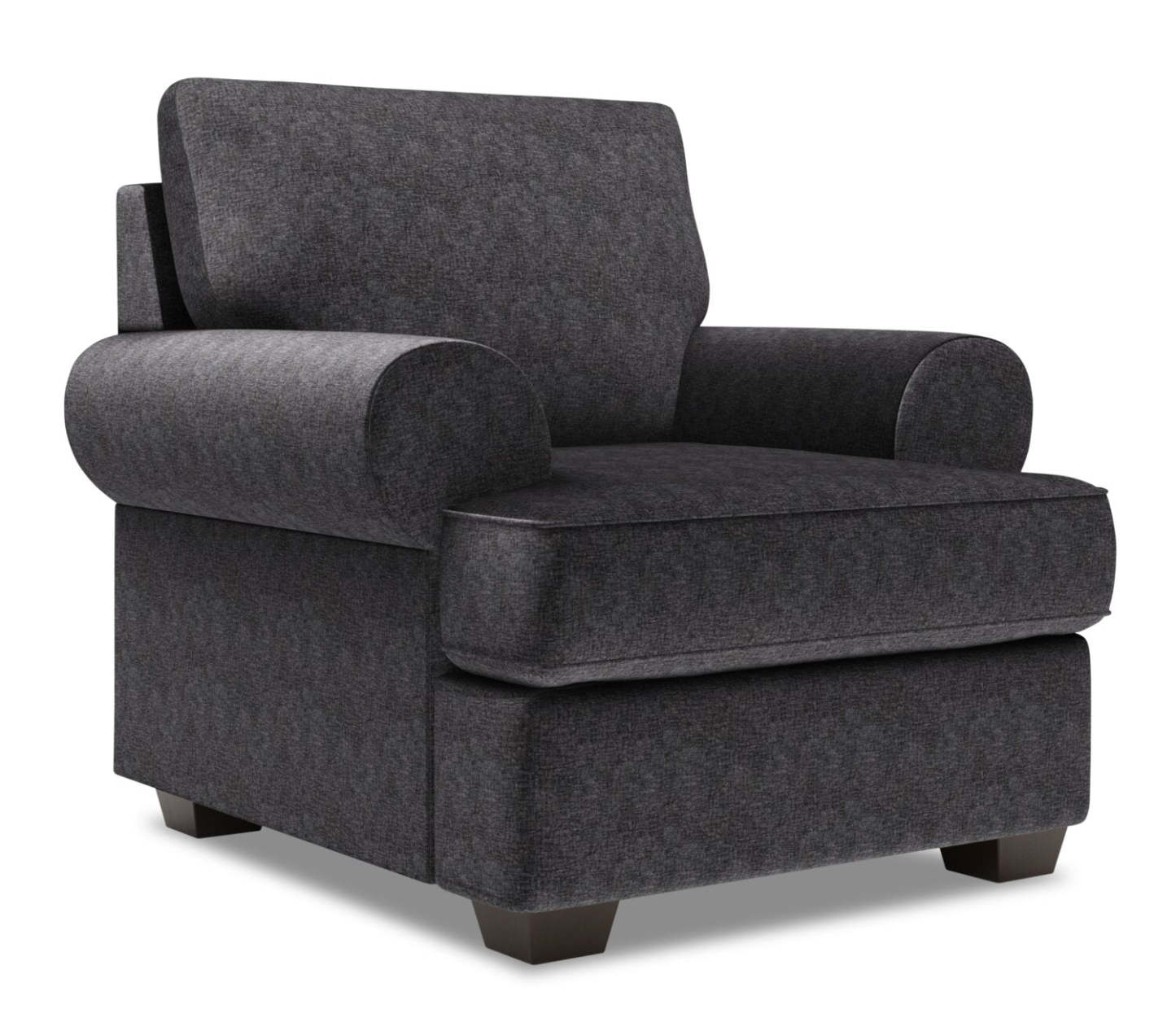 Fauteuil Roll de Sofa Lab de 42 po fabriqué au Canada en tissu de chenille avec accoudoirs enroulés - gris Luxury Charcoal | RO302993