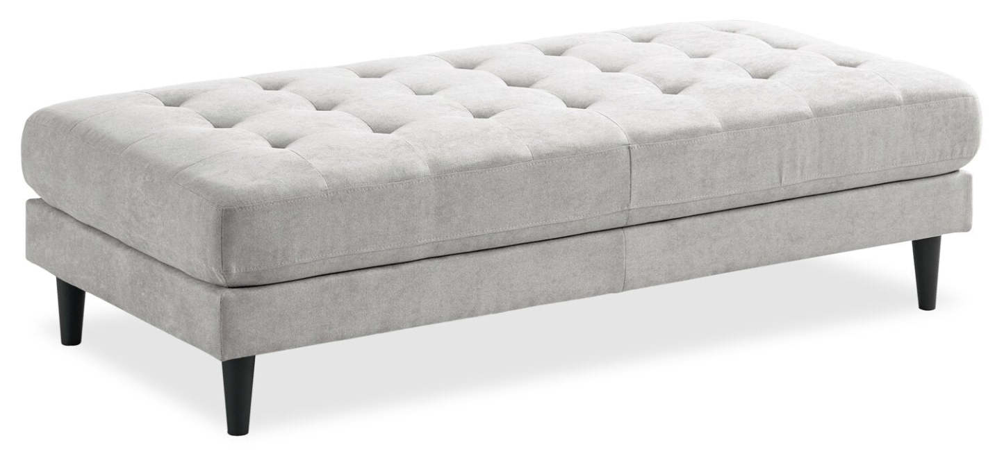 Ottoman en tissu Metro 63 avec coussin capitonné - Neutre | Pouf Metro de 63 po en tissu avec coussin capitonné - neutre