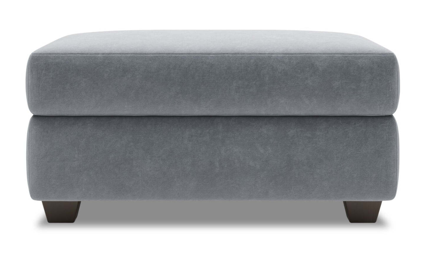 Fabriqué au Canada Pouf de rangement personnalisable The Trunk 39 en tissu de velours - gris | Pouf de rangement The Trunk de Sofa Lab de 39 po fabriqué au Canada en tissu de velours - gris | TRUN2888