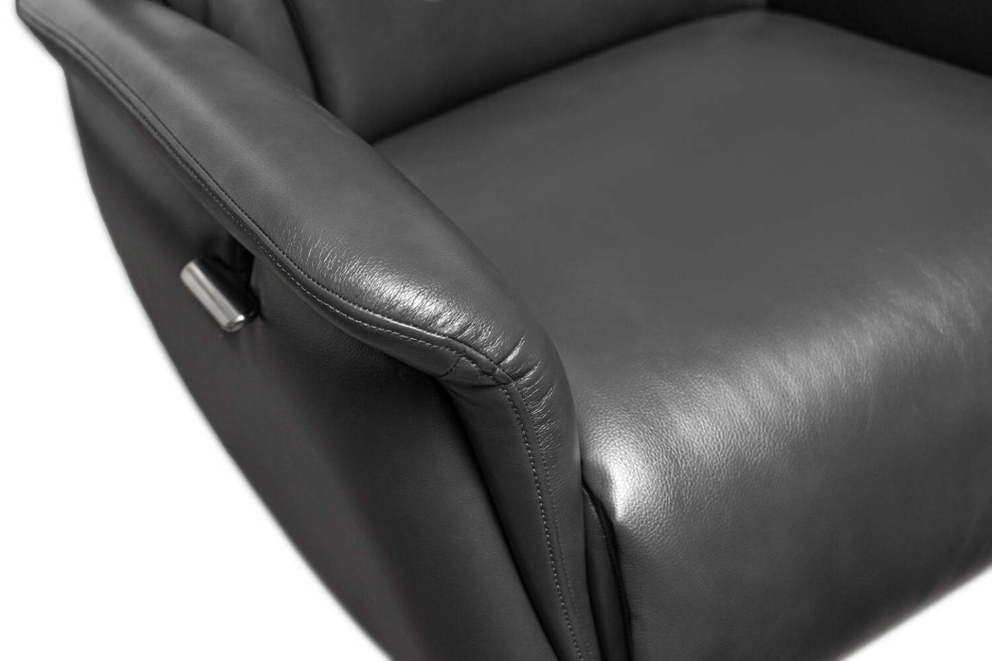 Vega 29,5 Fauteuil inclinable pivotant sans stress en similicuir avec repose-pieds et pieds en aluminium - Gris | Fauteuil pivotant inclinable Vega antistress de 29,5 po en similicuir avec repose-pieds et pattes en aluminium - gris