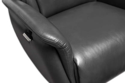 Vega 29,5 Fauteuil inclinable pivotant sans stress en similicuir avec repose-pieds et pieds en aluminium - Gris | Fauteuil pivotant inclinable Vega antistress de 29,5 po en similicuir avec repose-pieds et pattes en aluminium - gris