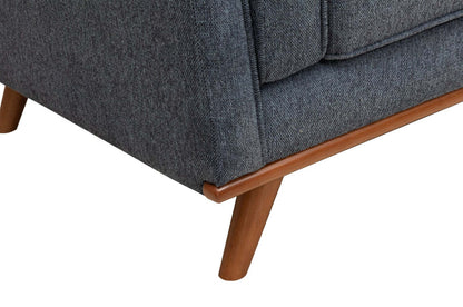 Canapé sectionnel Kassia de Kort &amp; Co. 2 pièces en tissu d'apparence lin avec base et pattes en bois - bleu