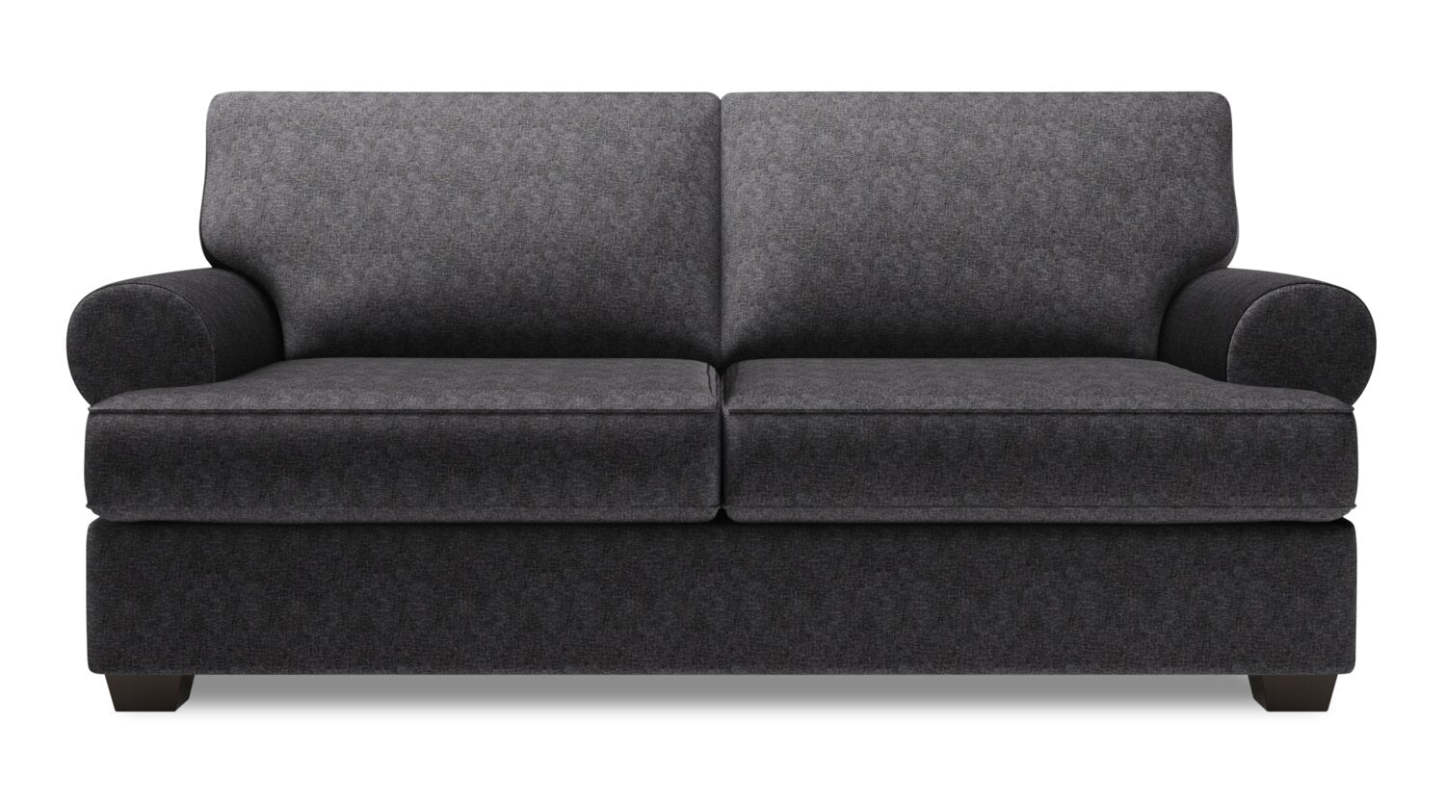 Fabriqué au Canada Canapé Personnalisable Roll 76 Tissu Chenille Taille Condo Canapé avec Accoudoirs Roulés - Gris Charbon de Luxe | Canapé Roll de Sofa Lab de 76 po de format condo fabriqué au Canada en tissu chenille - gris Charbon de Luxe | RO092993