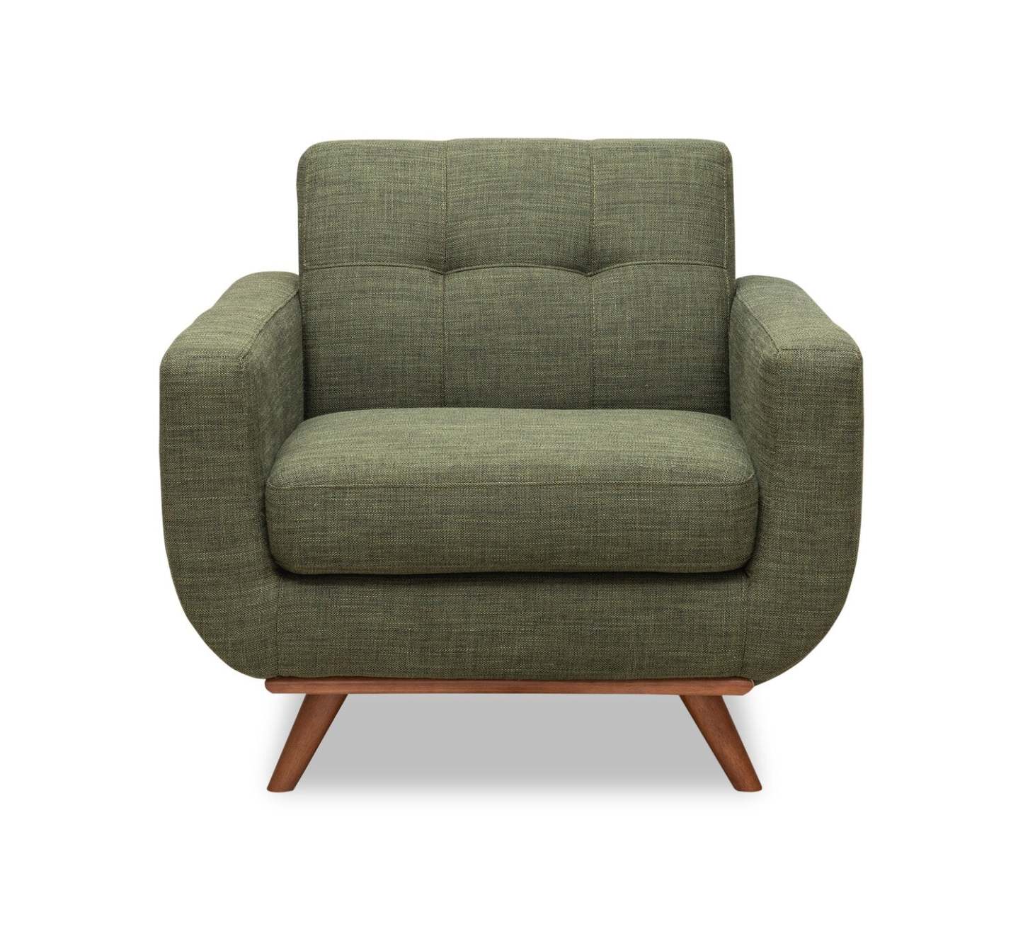 Fauteuil Freeman Kort &amp; Co. de 37 po en tissu d'apparence lin avec pattes en bois et coussin de dossier capitonné - vert avocat