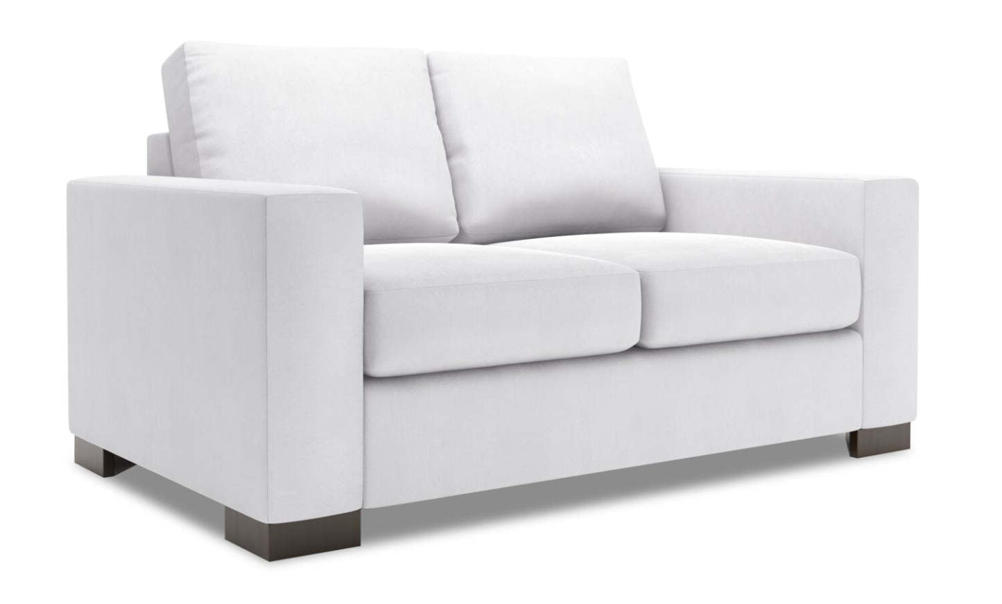 Fabriquée au Canada Causeuse personnalisable Track de Sofa Lab de 62 po en tissu d’apparence lin avec accoudoirs rectilignes - blanc Pax Ice | TR203449