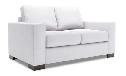 Fabriquée au Canada Causeuse personnalisable Track de Sofa Lab de 62 po en tissu d’apparence lin avec accoudoirs rectilignes - blanc Pax Ice | TR203449