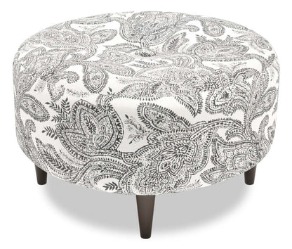 Pouf The Curve 31 en tissu, motif dalmatien multicolore, fabriqué au Canada | CURV1150