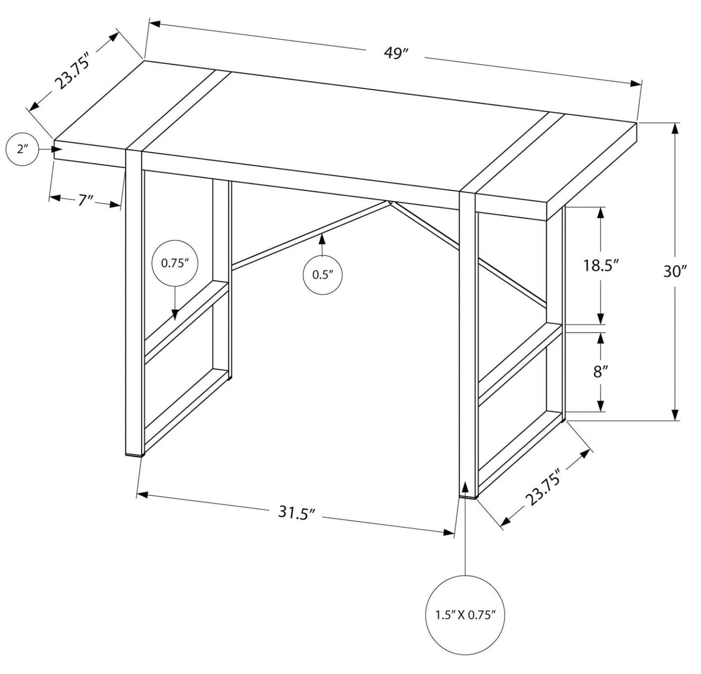Bureau Avery 49 - Noyer