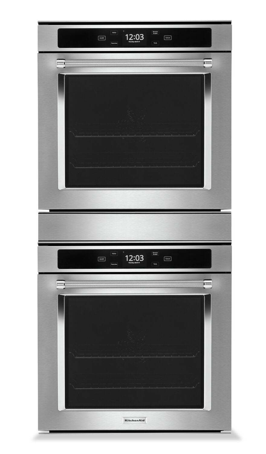 Four mural double KitchenAid de 5,2 pi3 avec convection véritable - KODC504PPS | KODC504S