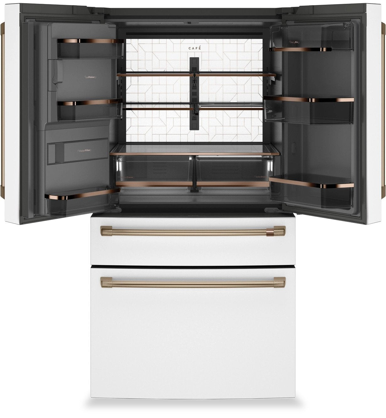 Réfrigérateur Café de 36 22,3 pi³ à 4 portes - blanc mat - CXE22DP4PW2 | Cafe 36 22.3 Cu. Ft. Quad Door Refrigerator - Matte White - CXE22DP4PW2