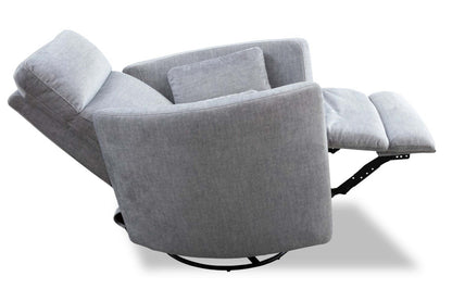 Fauteuil pivotant à inclinaison électrique Ember de 36 po en tissu - coton argenté