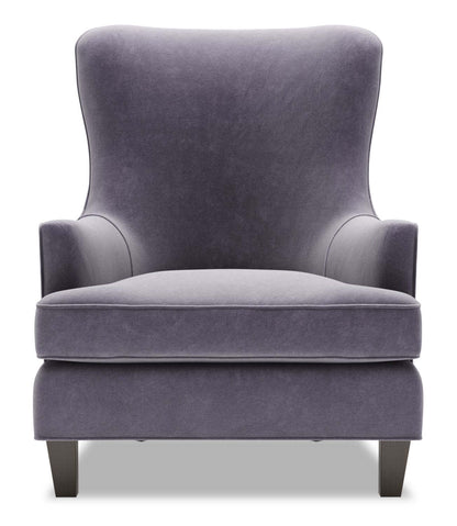 Fauteuil d'appoint à oreilles Sofa Lab personnalisable de 32 po en tissu de velours - gris Granite | Fauteuil d'appoint à oreilles Sofa Lab de 32 po fabriqué au Canada en tissu de velours - gris Granite | AILE3388